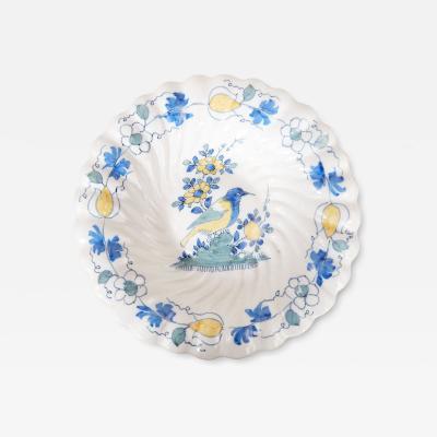 18th c Lobed Bluebird Dish