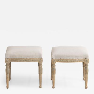 18th c Pair of Swedish Gustavian Stools in Original Paint