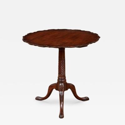 18th c Piecrust Tea Table with Spiral Fluted Shaft