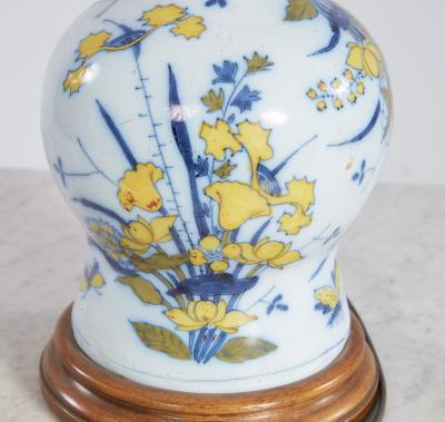 18th c Polychrome Delft Vase now as Table Lamp