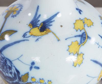 18th c Polychrome Delft Vase now as Table Lamp