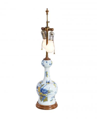 18th c Polychrome Delft Vase now as Table Lamp