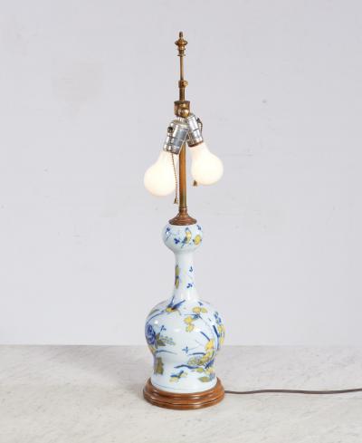 18th c Polychrome Delft Vase now as Table Lamp