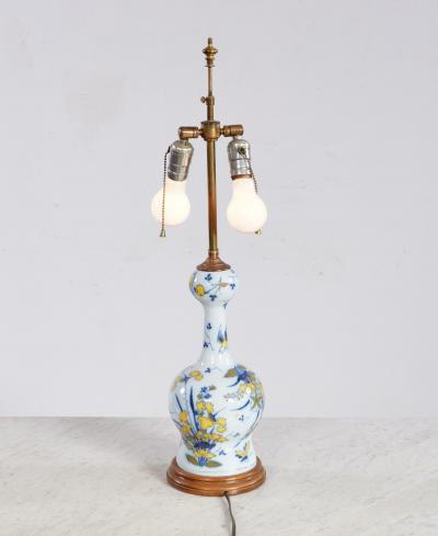 18th c Polychrome Delft Vase now as Table Lamp