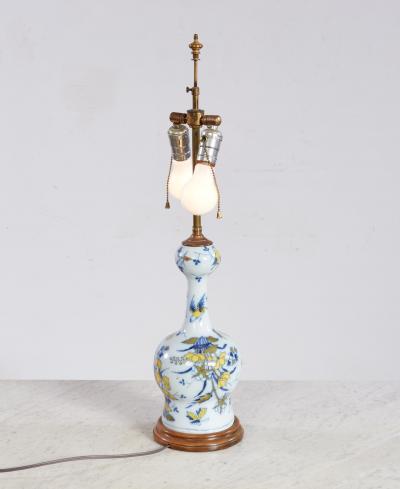 18th c Polychrome Delft Vase now as Table Lamp