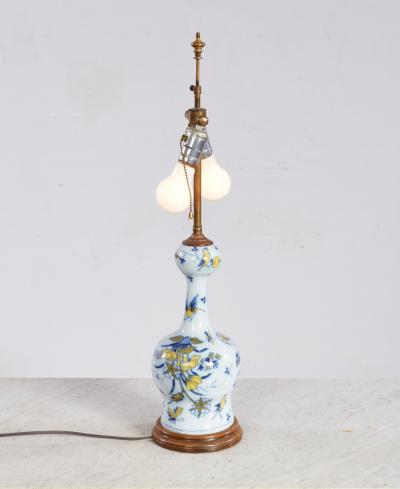 18th c Polychrome Delft Vase now as Table Lamp