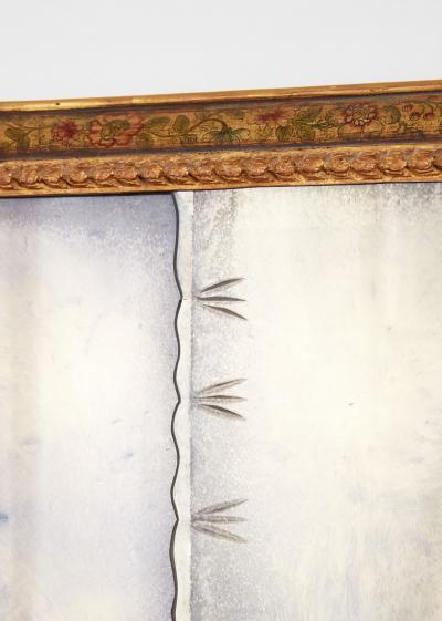 18th c Queen Anne Cushion Molded Chinoiserie Overmantel Mirror