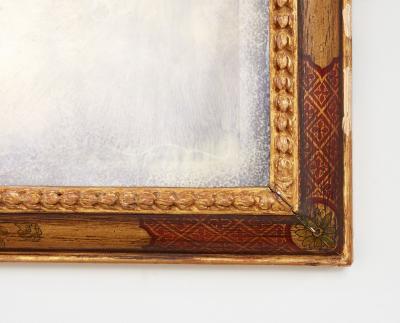 18th c Queen Anne Cushion Molded Chinoiserie Overmantel Mirror