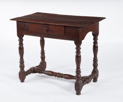 18th c Stretcher Base Oak Table
