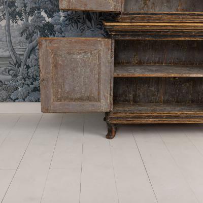 18th c Swedish Baroque Period Cabinet in Original Paint with Bear Paw Feet