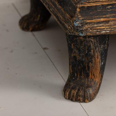 18th c Swedish Baroque Period Cabinet in Original Paint with Bear Paw Feet
