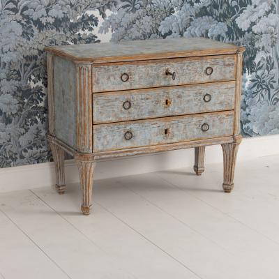 18th c Swedish Gustavian Commode in Original Paint Georg Haupt