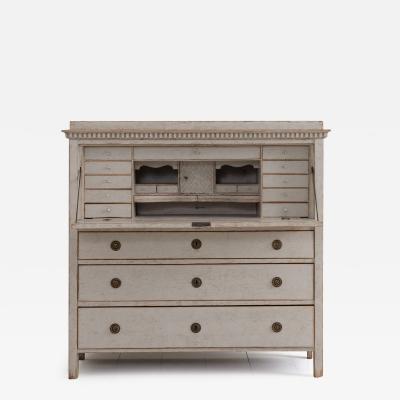 18th c. Swedish Gustavian Painted Fall-Front Desk with Brass Hardware