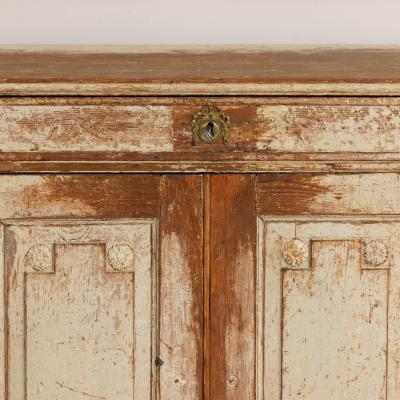 18th c Swedish Gustavian Period Demilune Buffet in Original Paint
