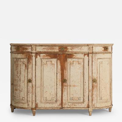 18th c Swedish Gustavian Period Demilune Buffet in Original Paint