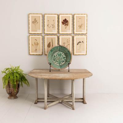 18th c Swedish Gustavian Period Drop Leaf Table and Console in Original Paint