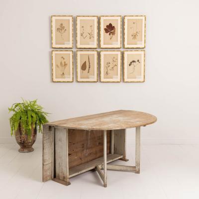 18th c Swedish Gustavian Period Drop Leaf Table and Console in Original Paint