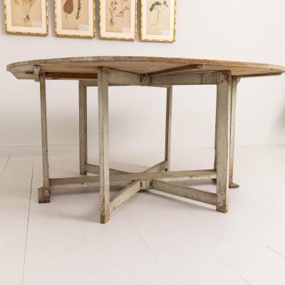 18th c Swedish Gustavian Period Drop Leaf Table and Console in Original Paint