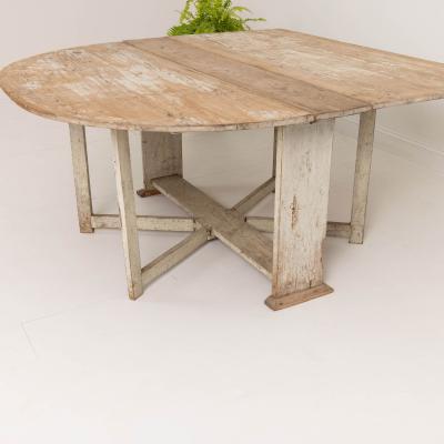 18th c Swedish Gustavian Period Drop Leaf Table and Console in Original Paint