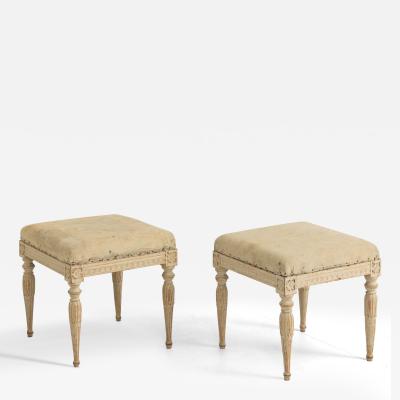 18th c Swedish Gustavian Period Foot Stools in Original Paint