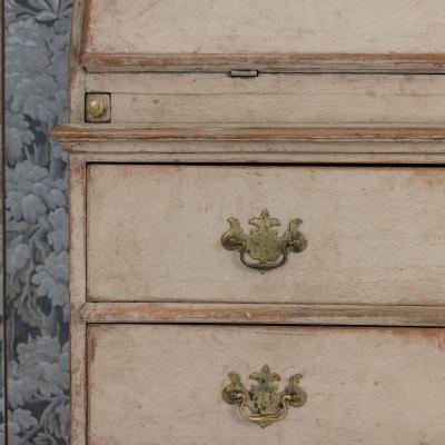 18th c Swedish Gustavian Period Gray Painted Secretary with Library