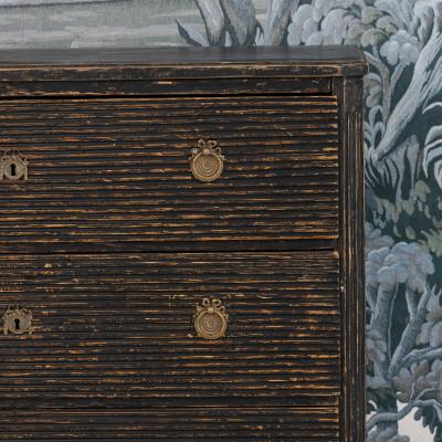 18th c Swedish Gustavian Period Reeded Commode in Original Black Paint