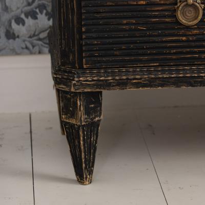 18th c Swedish Gustavian Period Reeded Commode in Original Black Paint