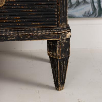 18th c Swedish Gustavian Period Reeded Commode in Original Black Paint