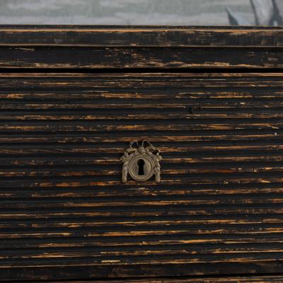 18th c Swedish Gustavian Period Reeded Commode in Original Black Paint