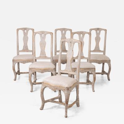 18th c Swedish Rococo Period Painted Dining Chairs with Slip Seats