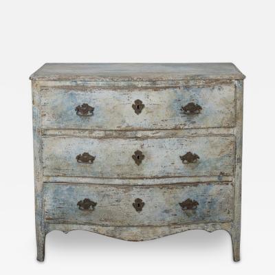 18th c Swedish Rococo Period Serpentine Front Commode in Original Paint