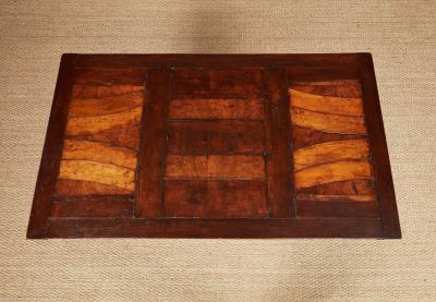 18th c Tuscan Draw Table with Curved Walnut and Pear Inlaid Top