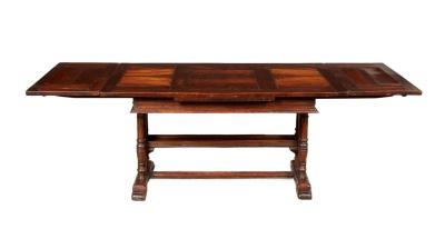18th c Tuscan Draw Table with Curved Walnut and Pear Inlaid Top