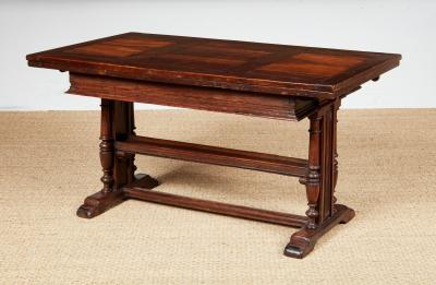 18th c Tuscan Draw Table with Curved Walnut and Pear Inlaid Top