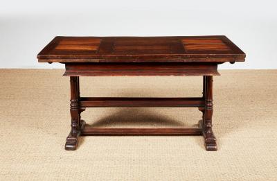 18th c Tuscan Draw Table with Curved Walnut and Pear Inlaid Top