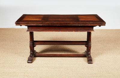 18th c Tuscan Draw Table with Curved Walnut and Pear Inlaid Top