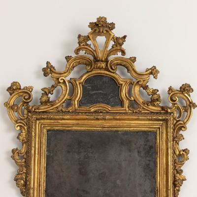 18th c Venetian Baroque Mirror in Original Giltwood with Original Mirror Plates