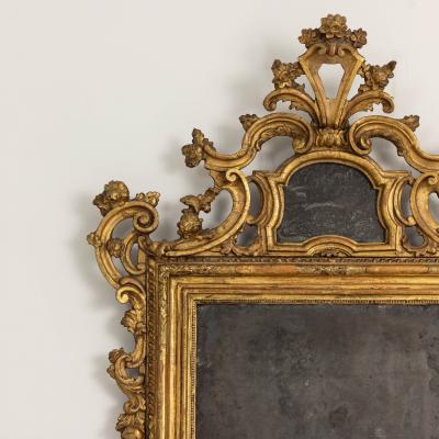 18th c Venetian Baroque Mirror in Original Giltwood with Original Mirror Plates