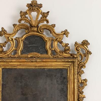 18th c Venetian Baroque Mirror in Original Giltwood with Original Mirror Plates