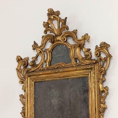 18th c Venetian Baroque Mirror in Original Giltwood with Original Mirror Plates