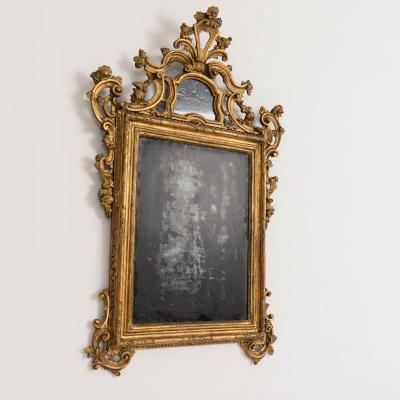 18th c Venetian Baroque Mirror in Original Giltwood with Original Mirror Plates