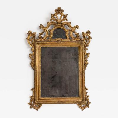 18th c Venetian Baroque Mirror in Original Giltwood with Original Mirror Plates