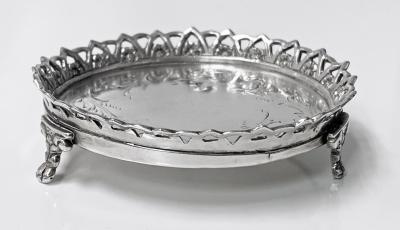18th century Continental Silver Coaster C 1780