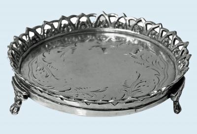 18th century Continental Silver Coaster C 1780