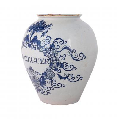 18th century Dutch Delft Jar Inscribed Rose scent