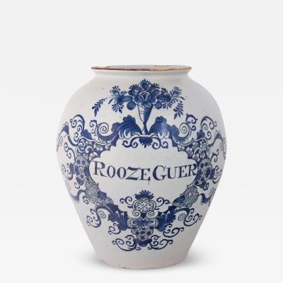 18th century Dutch Delft Jar Inscribed Rose scent