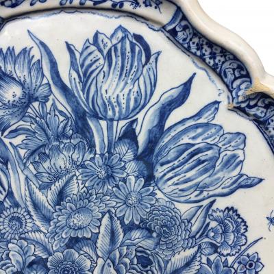 18th century Dutch Delftware plaque with old master still life of flowers