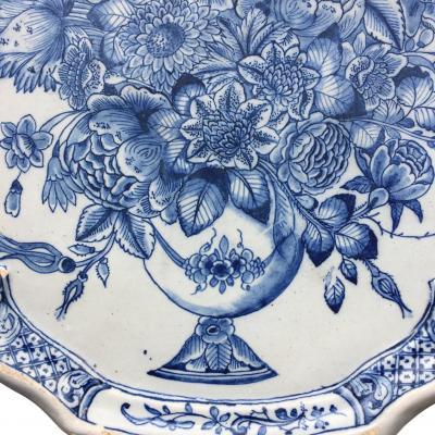 18th century Dutch Delftware plaque with old master still life of flowers