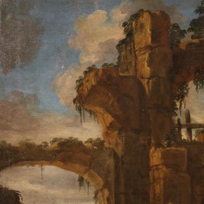 18th century architectural capriccio painting Rest on the Flight into Egypt