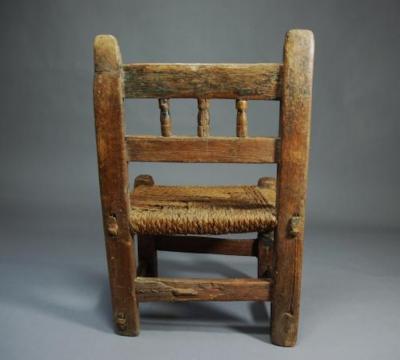 18th century folk art pine spindle back childs chair